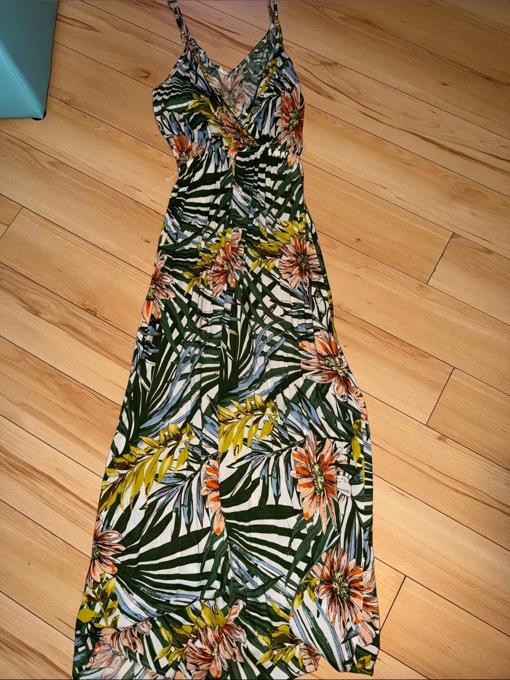 Green Tropical-Print Maxi Dress - Unknown Brand